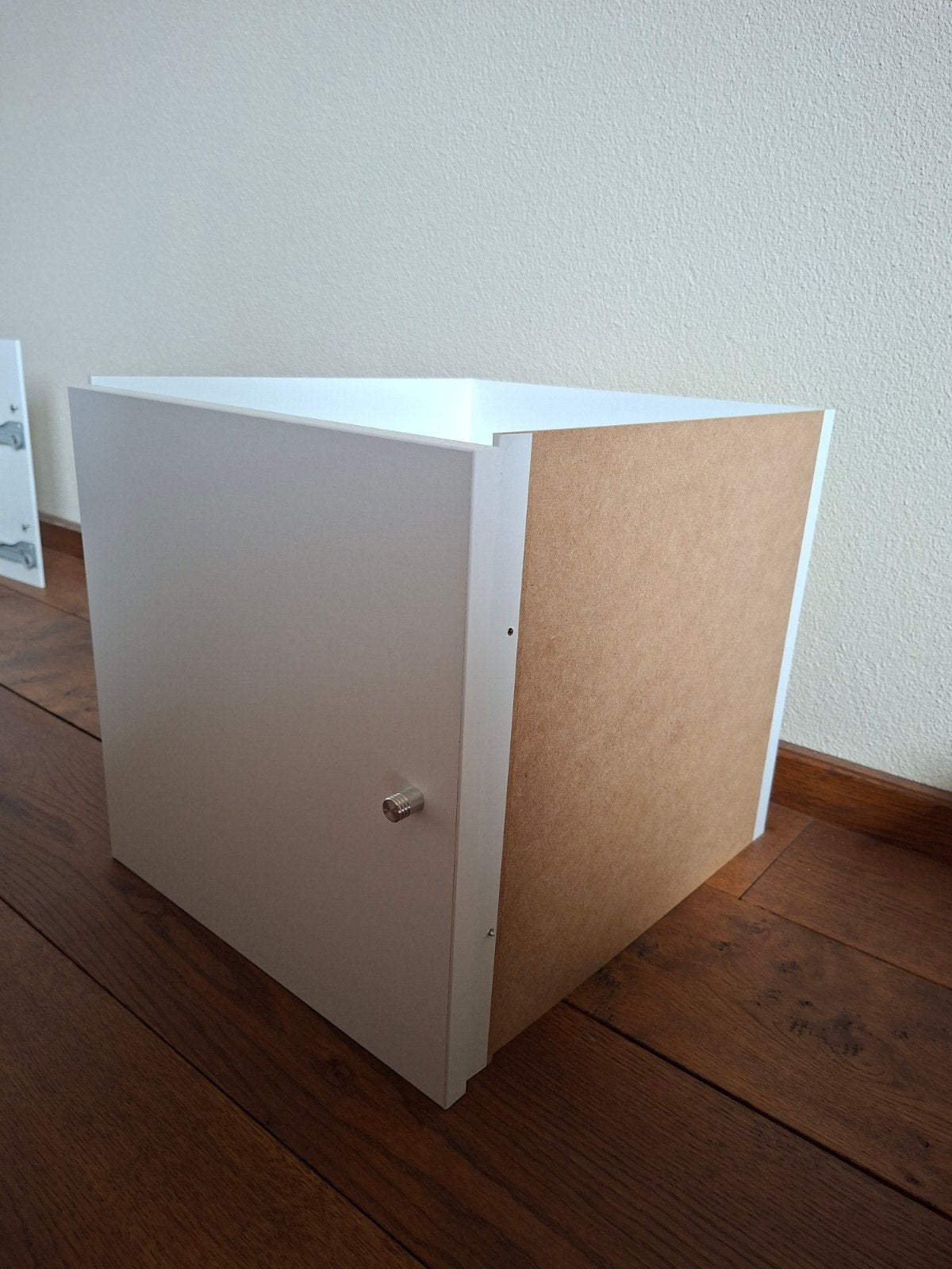 Ikea Kallax Inzet: Deur (wit) en 2 Lades (grijs), Ophalen, Overige materialen, Minder dan 50 cm, Gebruikt