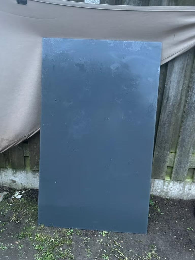 Grijze glasplaat 90 x 150 cm 🔺 tafelblad 🔺 Gratis, Ophalen, Gebruikt, 100 tot 150 cm, 50 tot 100 cm