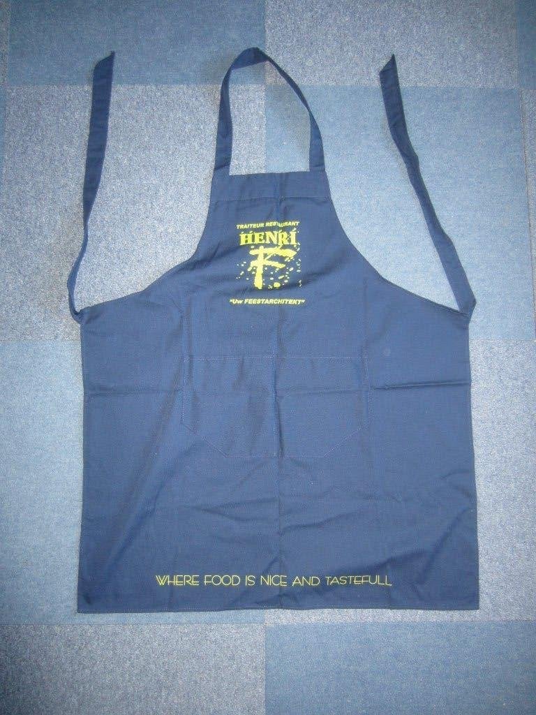 Nieuw kookschort (heel stevige kwaliteit!) “Henri F”, Huis en Inrichting, Ophalen of Verzenden, Nieuw, Blauw, Schort