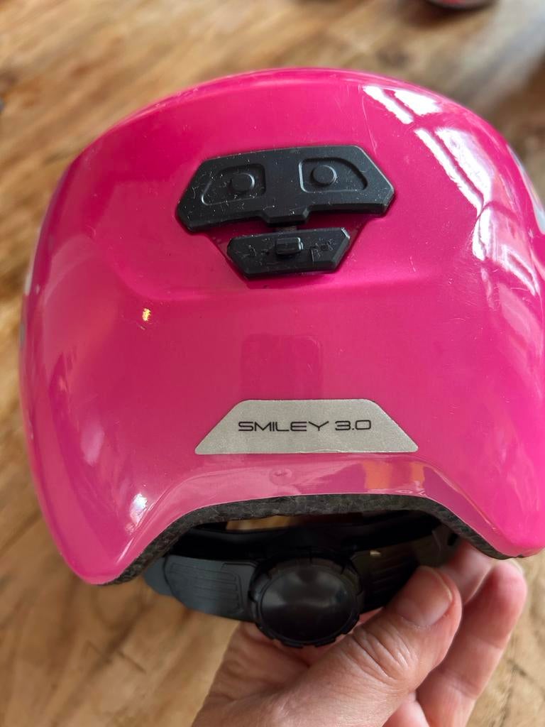 Abus kinderhelm Smiley 3.0 roze vlinderpatroon, Ophalen of Verzenden, Zo goed als nieuw, Overige maten, Meisje