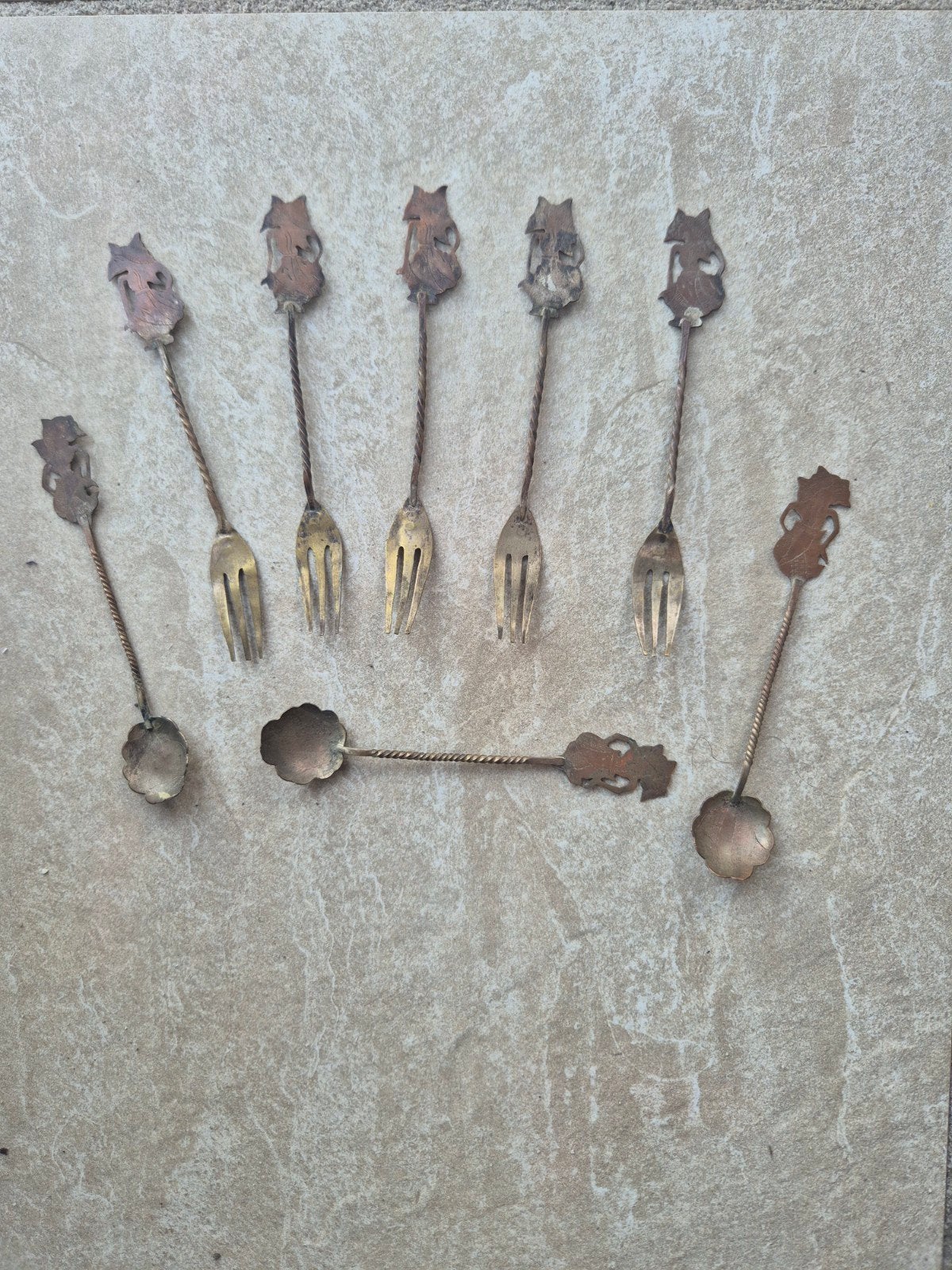 Set van 6 vintage bestekstukken met wajong, Ophalen of Verzenden