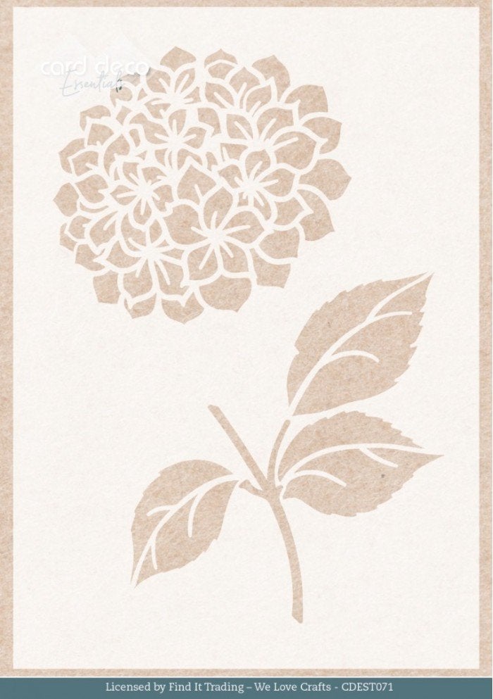 Card Deco Essentials Mixed Media Stencil A5 Blue Hydrangea, ., Nieuw, Ophalen of Verzenden, Natuur