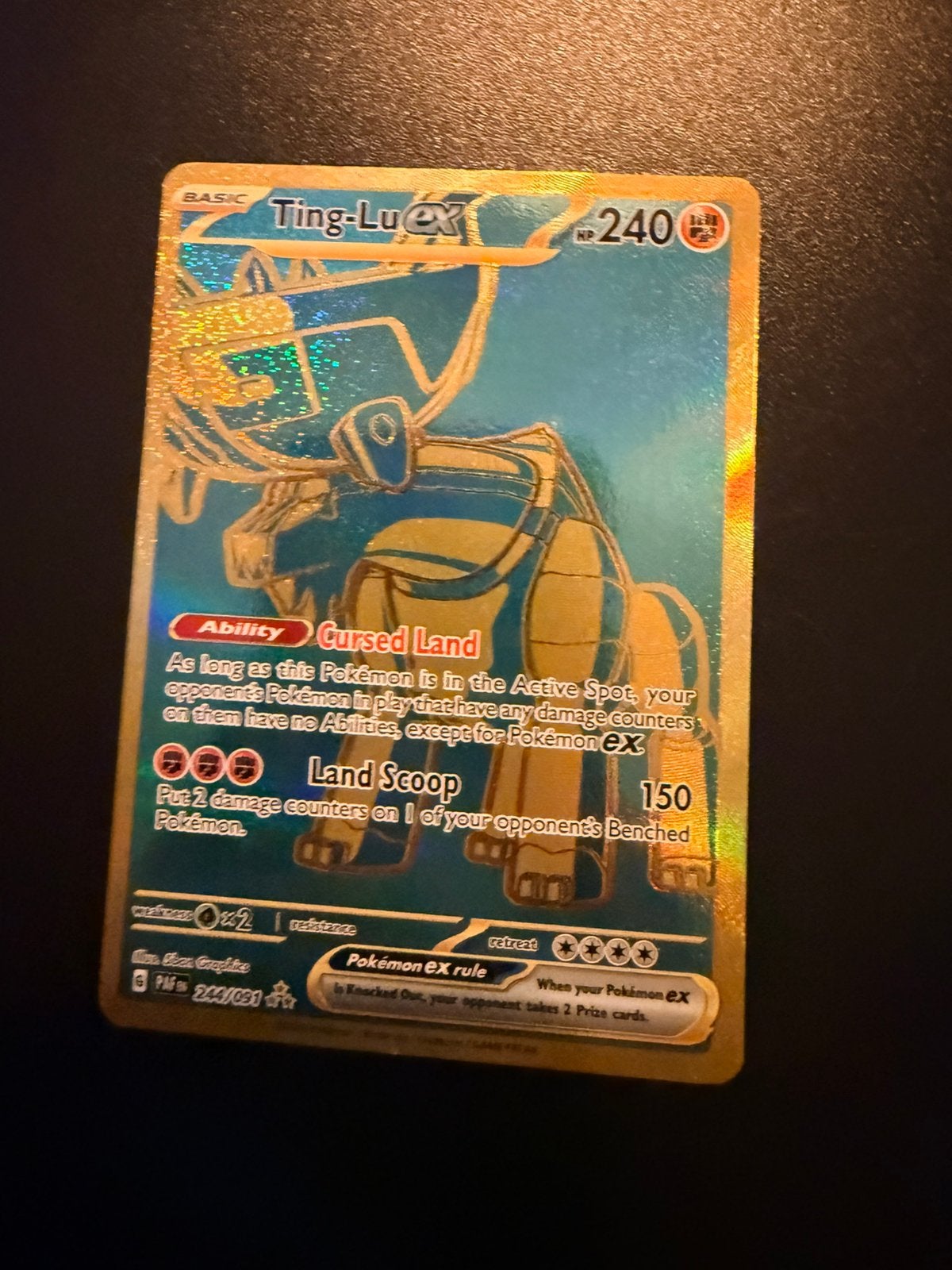 Ting-Lu ex 244/091 Hyper Rare Gold Pokémon Paldean Fates, Ophalen of Verzenden, Nieuw, Losse kaart