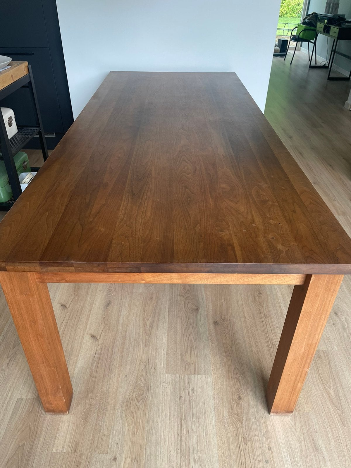 Te koop eettafel massief  hout €325,00, Ophalen, 200 cm of meer, 50 tot 100 cm, Zo goed als nieuw