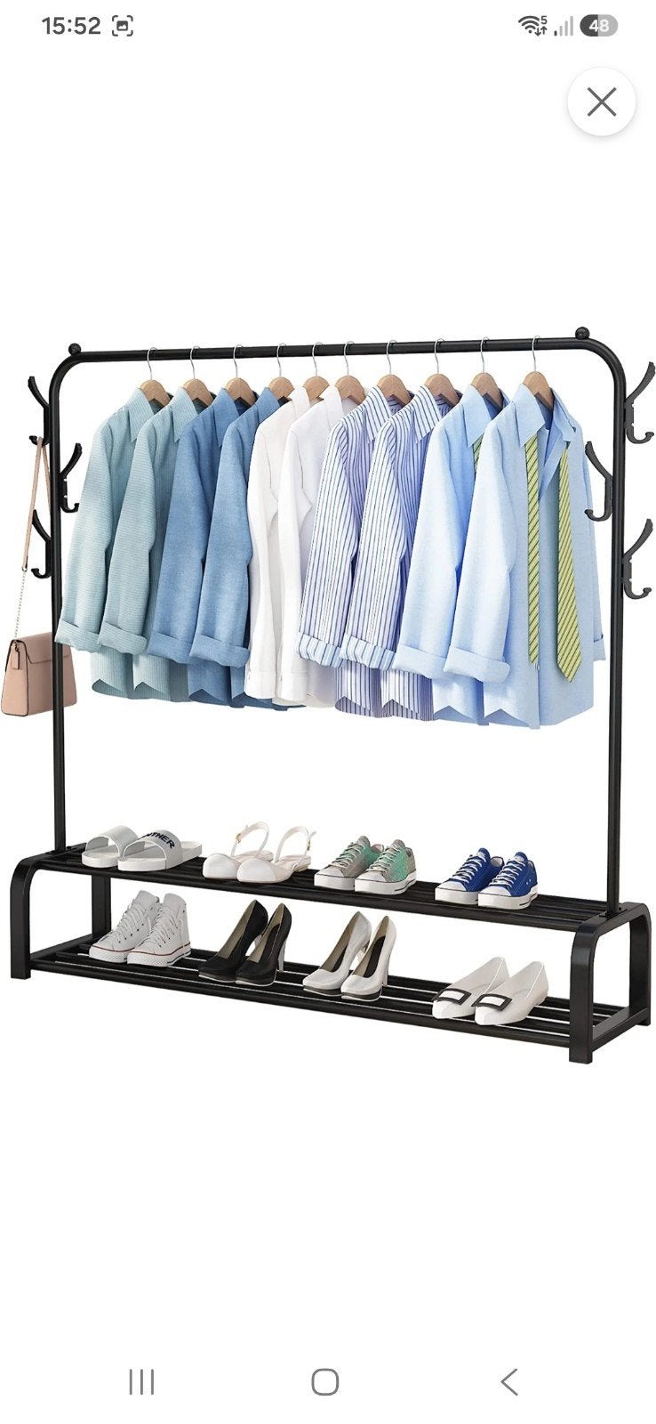 Zwart Industrieel Kledingrek 110x33x150 cm met Schoenrek, Kleding | Dames, Ophalen, Zo goed als nieuw