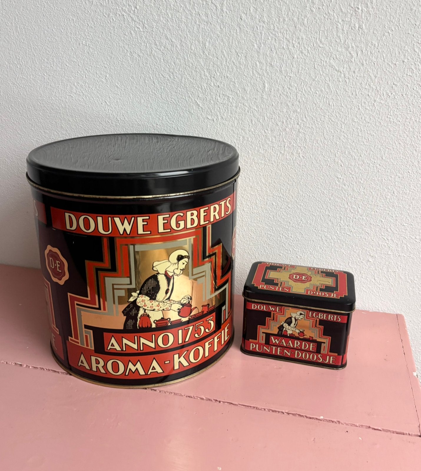 Set Van 2 Vintage Douwe egberts koffieblikken, Ophalen of Verzenden, Zo goed als nieuw, Koffie, Douwe Egberts