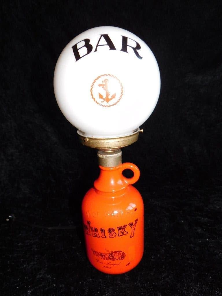 Vintage lampje, oranje Whisky kruikje met bollamp, op de lam, Ophalen of Verzenden, Huis en Inrichting