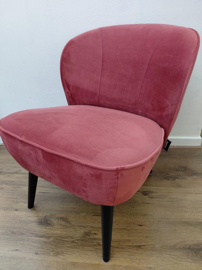 Roze fluwelen fauteuil - WOOOOD Sara, Ophalen, Gebruikt, Minder dan 75 cm, Stof