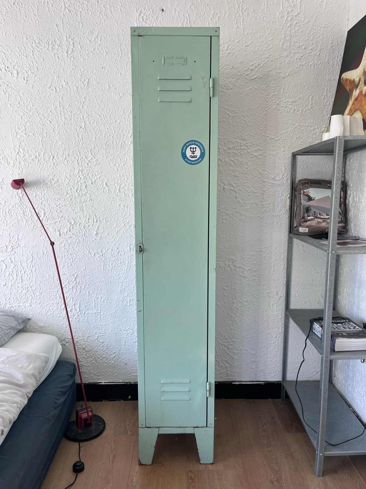 Vintage metalen locker / kledingkast - Mintgroen, Huis en Inrichting, Ophalen, Gebruikt