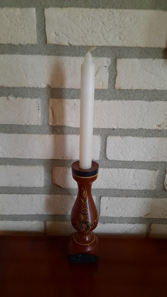 Kandelaar beschilderd met Hindeloopen motief, Ophalen of Verzenden
