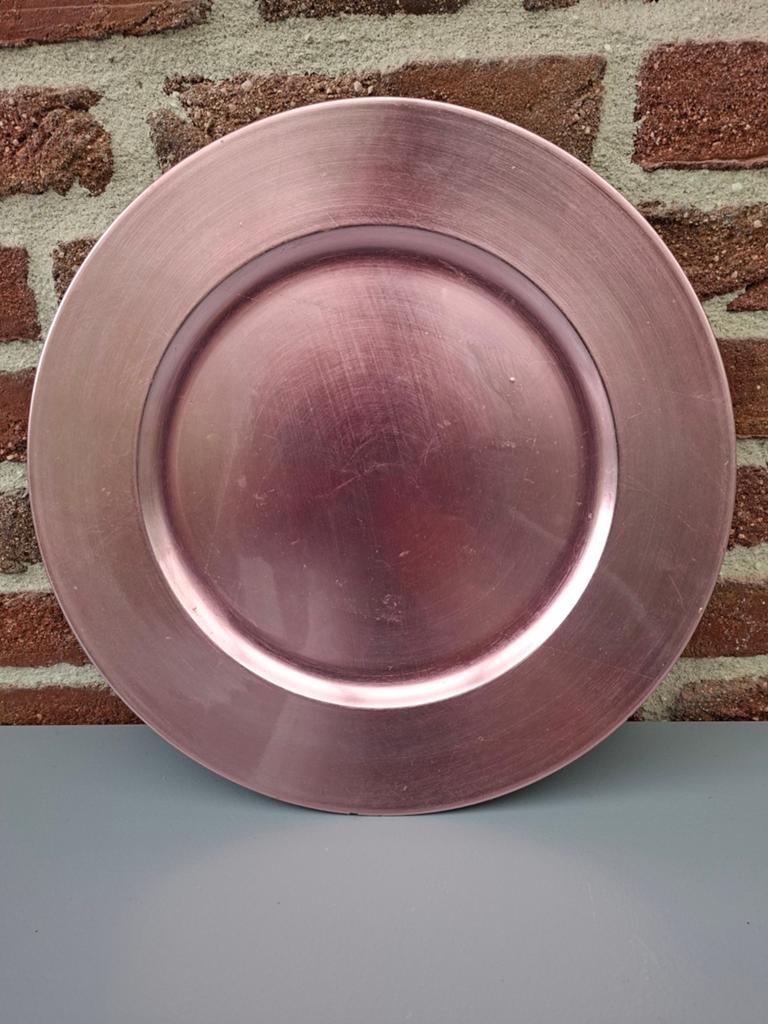 Rose metalliclook onderbord / schaal, Ophalen, Zo goed als nieuw, Rond, Kunststof