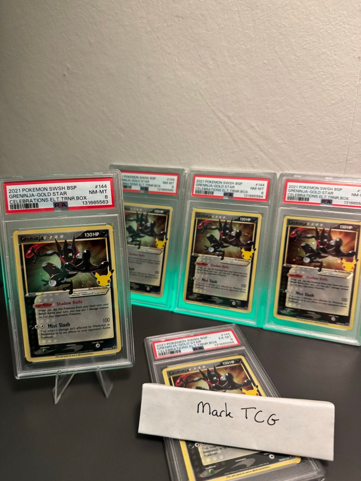 Greninja Gold Star Celebrations PSA 8 Pokemon Kaart, Ophalen of Verzenden, Zo goed als nieuw, Losse kaart