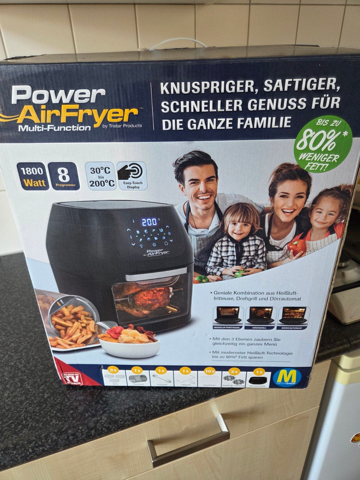 Power Airfryer Multifunctioneel, Witgoed en Apparatuur, Airfryers, Ophalen, Nieuw, Airfryer, 1500 gram of meer