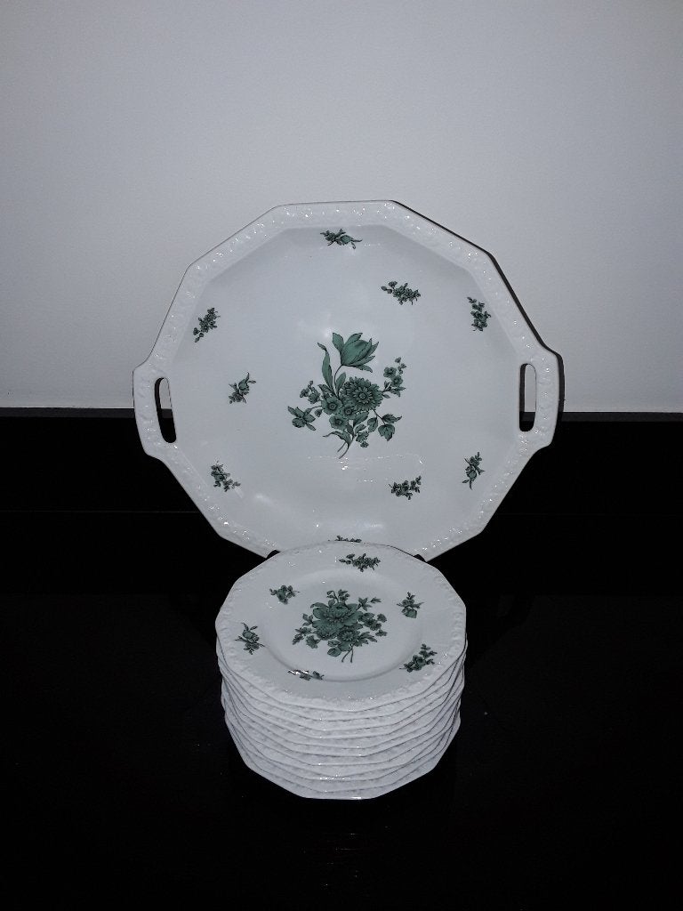 Rosenthal Maria gebakstel met groene bloemen, Antiek en Kunst, Verzenden