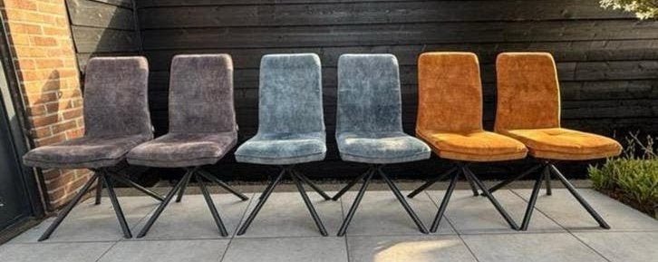6 Henders & Hazel eetkamerstoelen (Milva) in diverse kleuren, Ophalen, Gebruikt, Overige kleuren, Stof