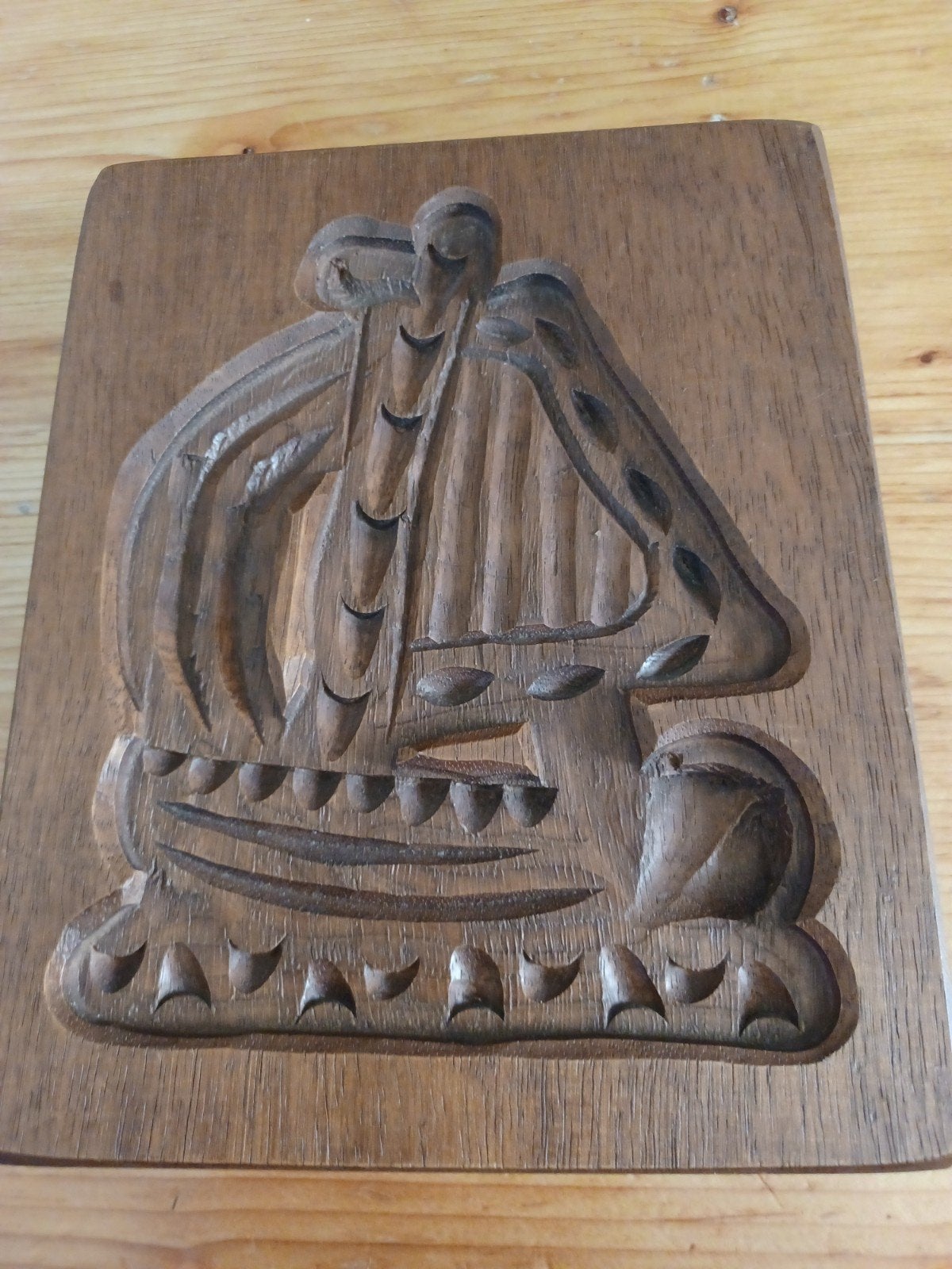 Speculaasplank speculaas plan A.G. Hermans - Scheepsmotief, Overige onderwerpen, Houtsnijwerk, Minder dan 20 cm, Handgemaakt