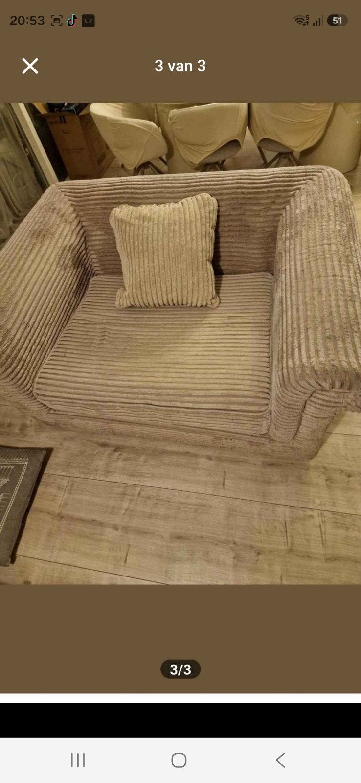 Rofra Sacramento 2.5-zits bank + loveseat ribstof, Ophalen, Gebruikt, 100 tot 125 cm, Rechte bank