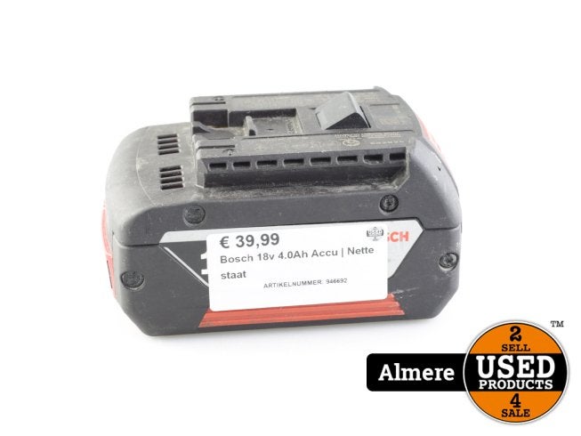 Bosch 18v 4.0Ah Accu | Nette staat, Bosch, Zo goed als nieuw, Support@bosch.com, Robert Bosch GmbH
Robert-Bosch-Platz 1
70839 Gerlingen-SchillerhÃ¶he
Germany