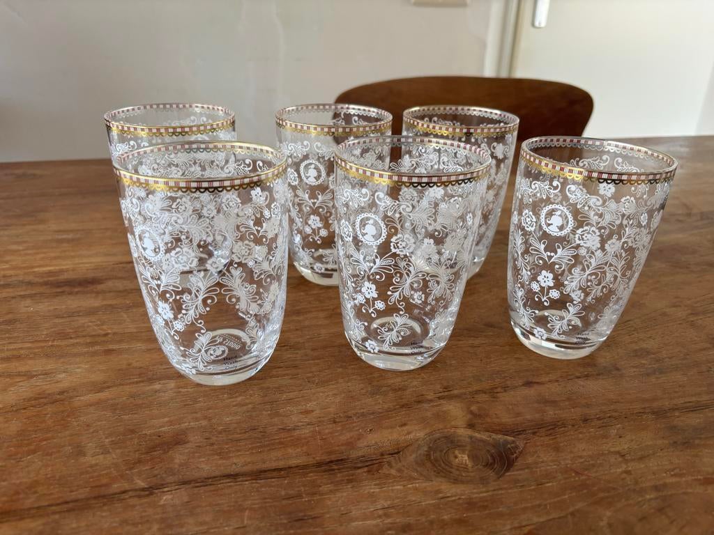 Studio Pip hoge waterglazen - Floral Longdrink Glas, Ophalen, Glas, Zo goed als nieuw, Meerkleurig