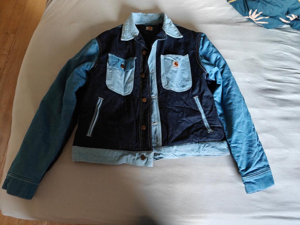 Carhartt upcycled denim jacket unisex, Ophalen of Verzenden, Zo goed als nieuw, Maat 38/40 (M), Blauw