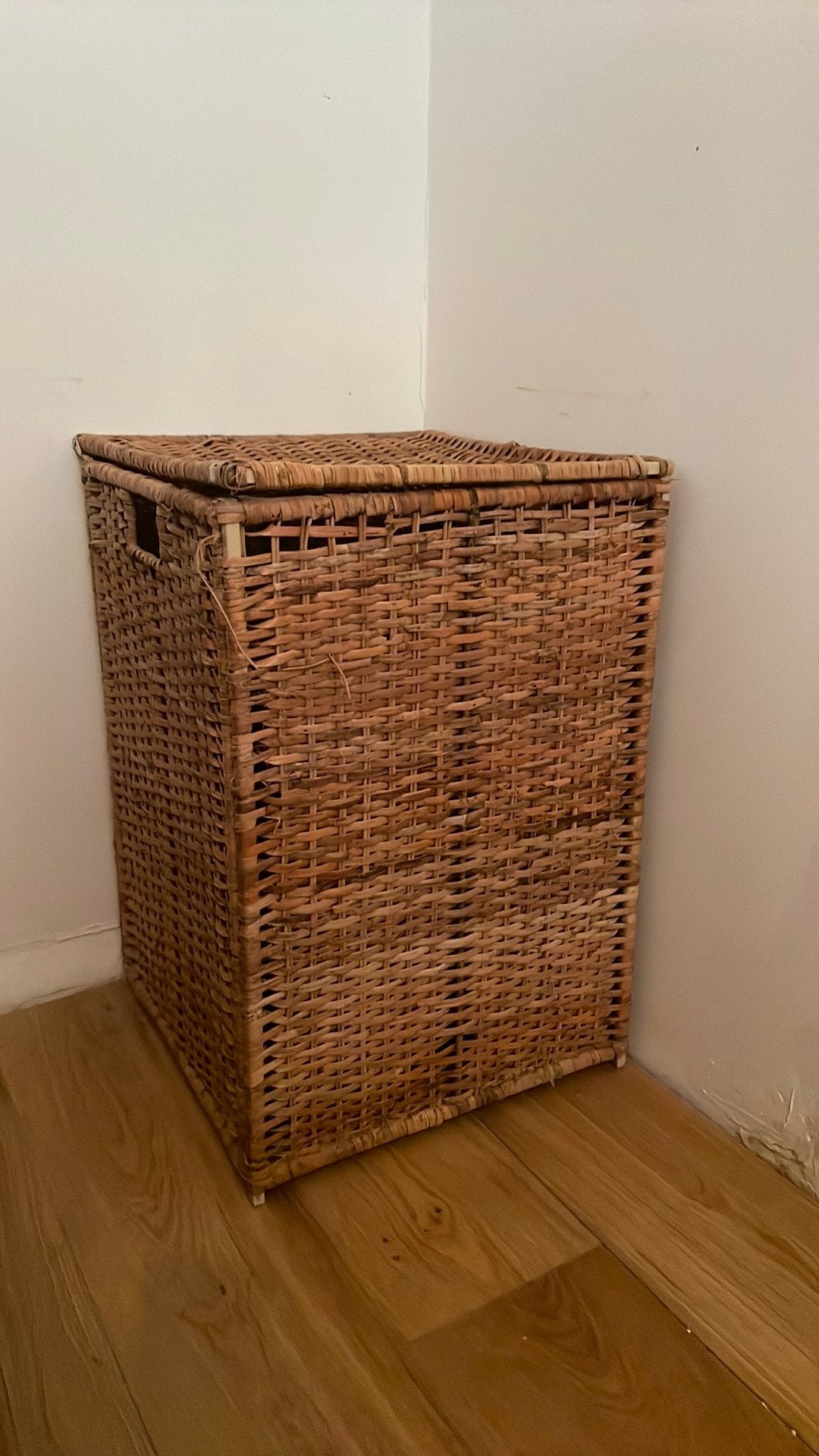 Ikea BRANÄS Wasmand, rattan/riet, Ophalen, Gebruikt, Met deksel, Mand