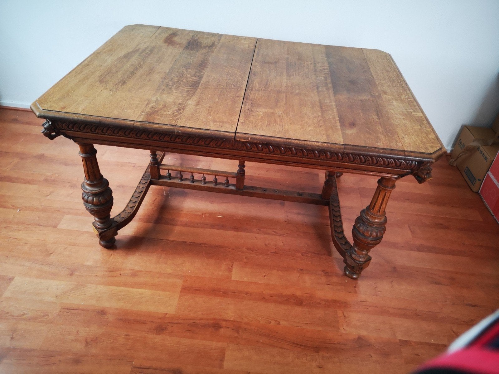 Antieke Mechelse eikenhouten eettafel, uitschuifbaar, Ophalen