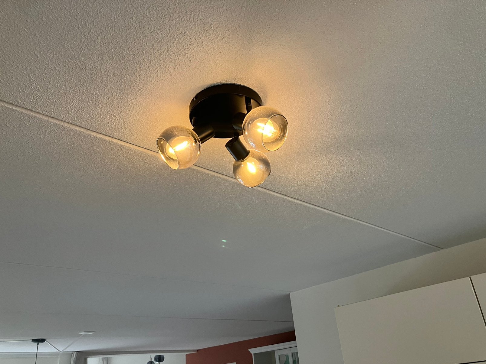 Plafondlamp met smoke glas, Ophalen, Zo goed als nieuw
