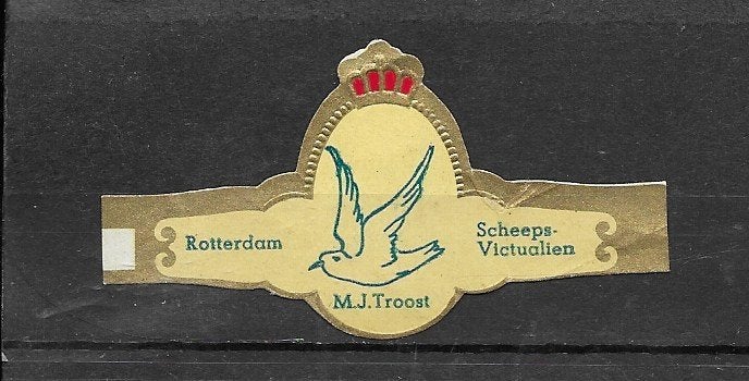 Sigarenbandje M.J.Troost, Rotterdam, Verzamelen, Verzenden, Gebruikt, Sigarenbandjes