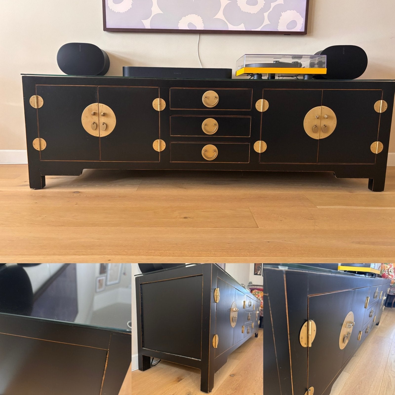 Chinees TV-meubel Onyx Zwart - Oriëntique Collectie, Huis en Inrichting, Ophalen, Gebruikt, 150 tot 200 cm, Minder dan 100 cm
