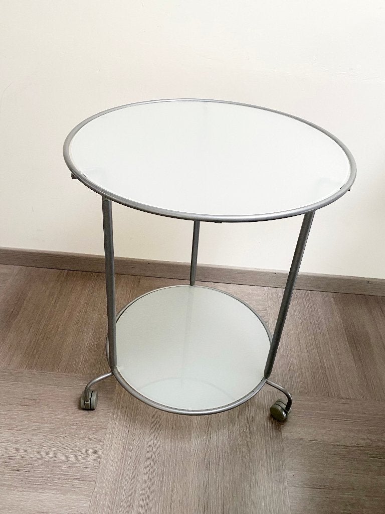 Vintage IKEA Heimdal bijzettafel/Niels Gammelgaard 1999, Ophalen, Minder dan 55 cm, Bauhaus, Rond