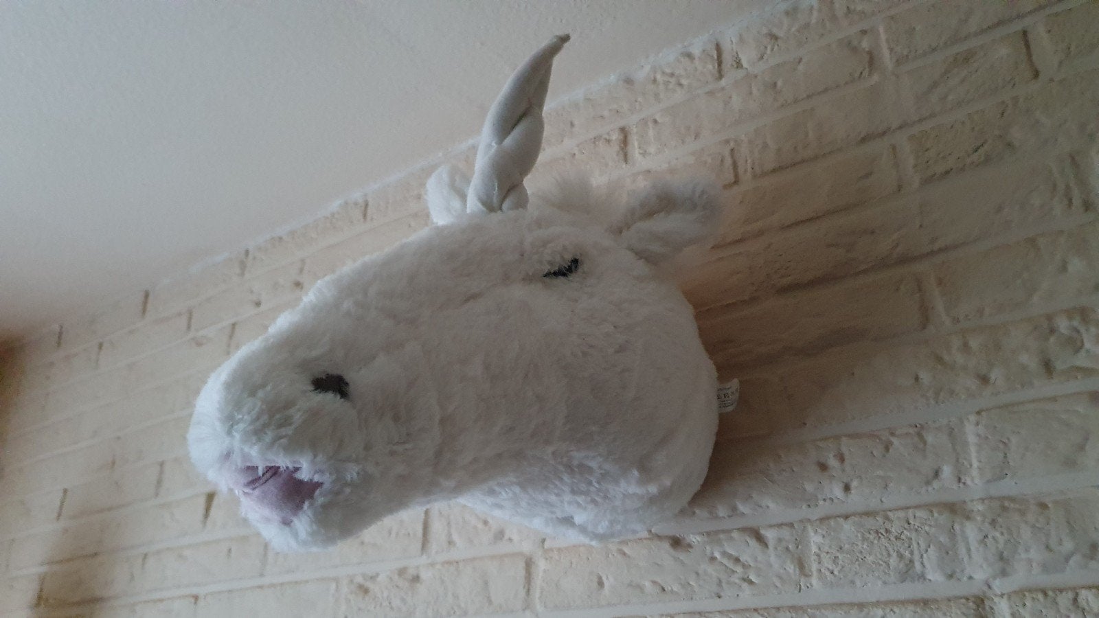 Dierenkop eenhoorn voor decoratie aan de muur, Ophalen of Verzenden, Zo goed als nieuw, Wanddecoratie