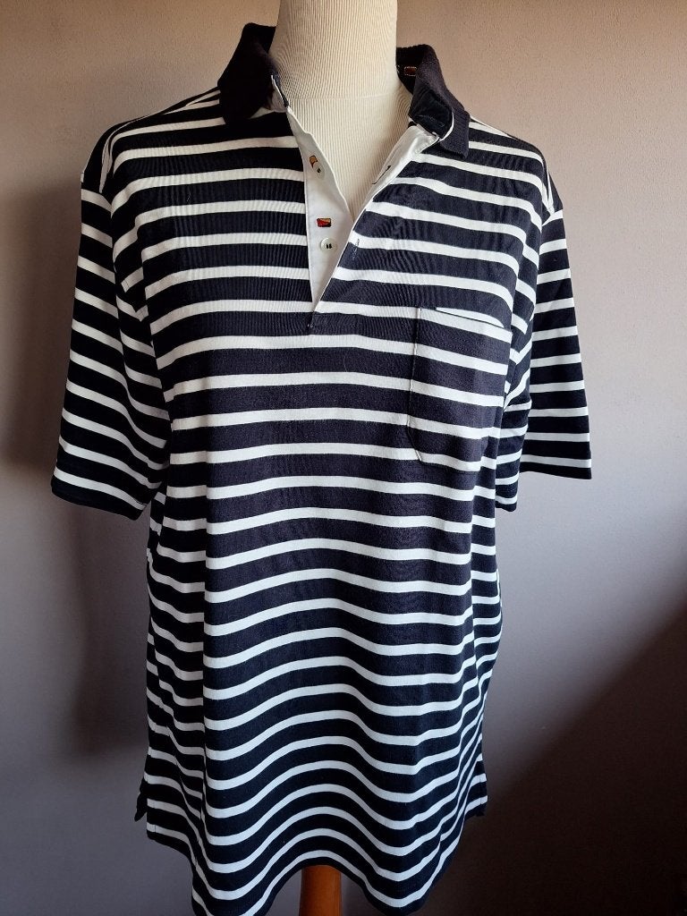 Nieuwe zwart/wit gestreepte polo top van Claudio Campione, L, Kleding | Dames, Tops, Nieuw, Maat 42/44 (L), Overige kleuren, Korte mouw
