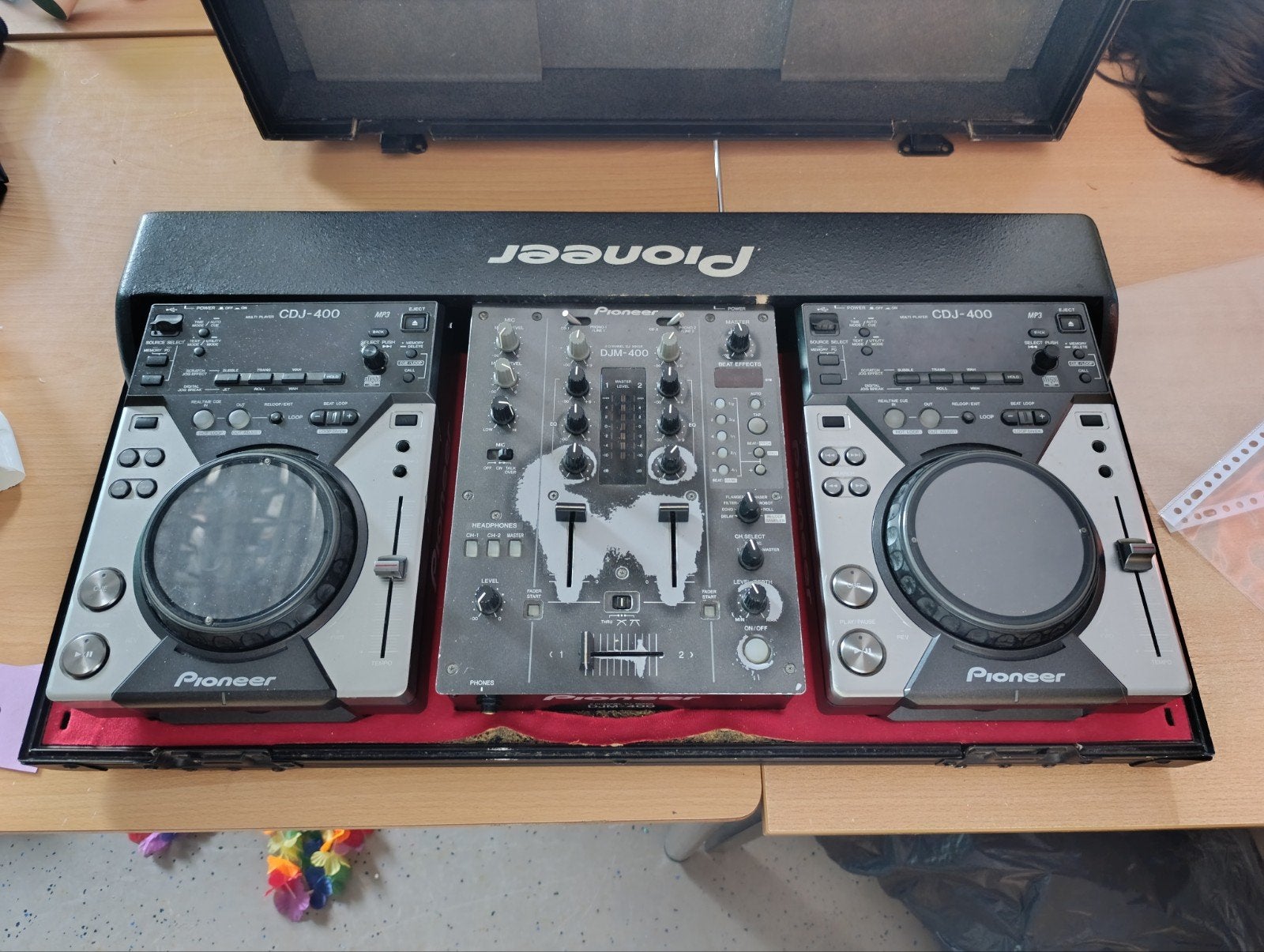 Pioneer DJ-set (2x CDJ-400, 1x DJM-400) met flightcase, Muziek en Instrumenten, Dj-sets en Draaitafels, Ophalen, Gebruikt, Dj-set