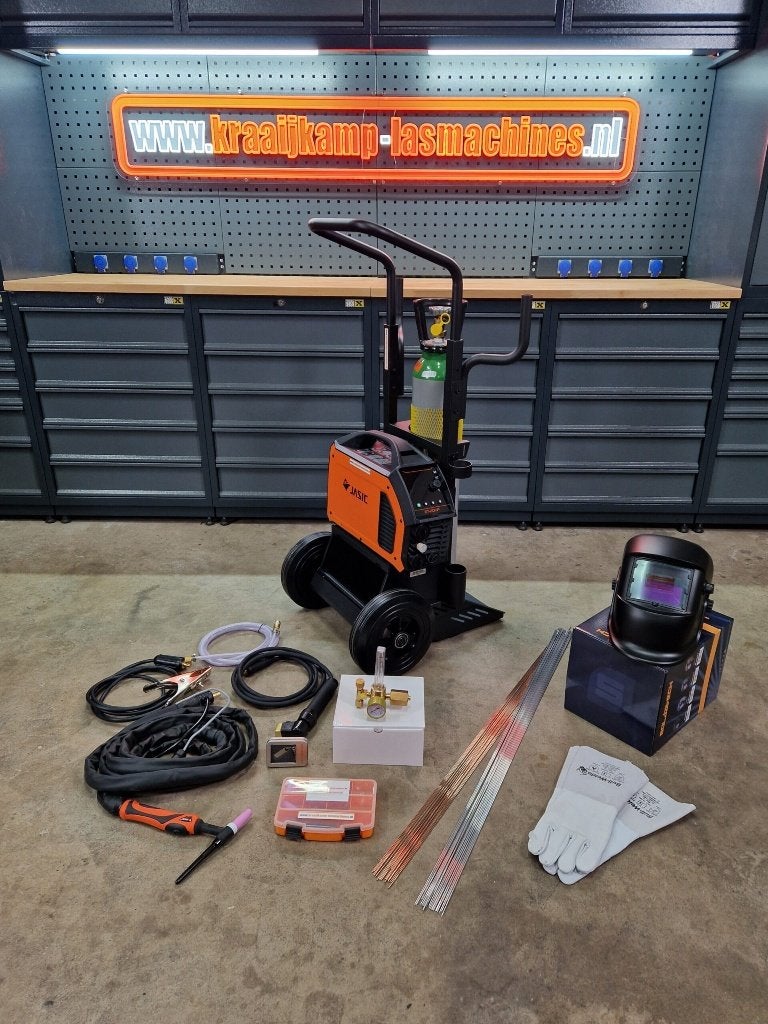 Compleet pakket! Jasic EVO TIG200P PFC DC pulse 230v, Ophalen of Verzenden, Nieuw, 150 tot 250 ampère, Tig