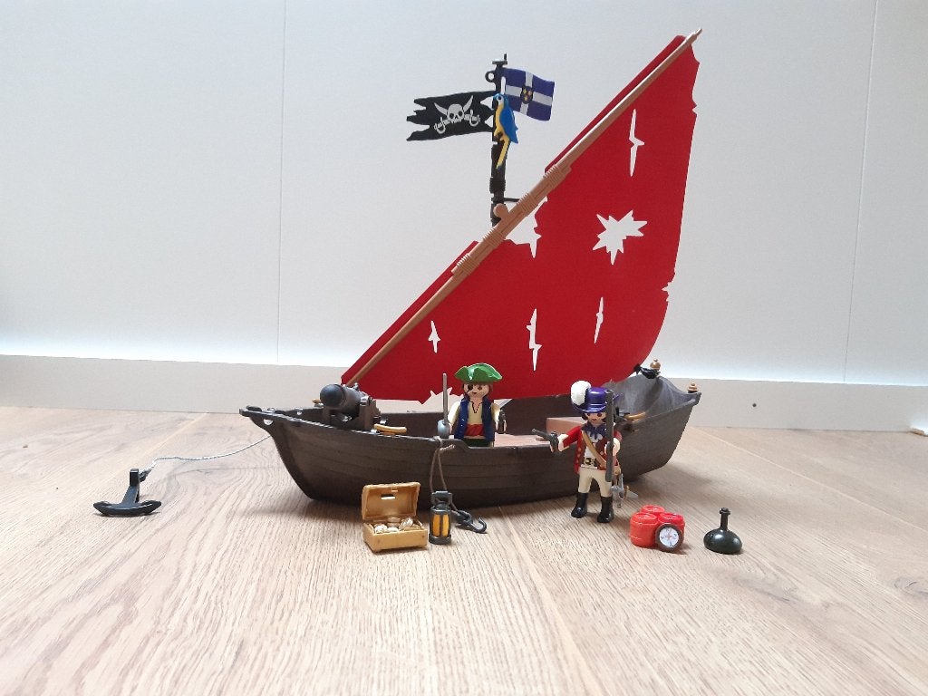Playmobil 4444 piratenboot met kanon, compleet!, Pirates, Gebruikt, Complete set, Ophalen of Verzenden