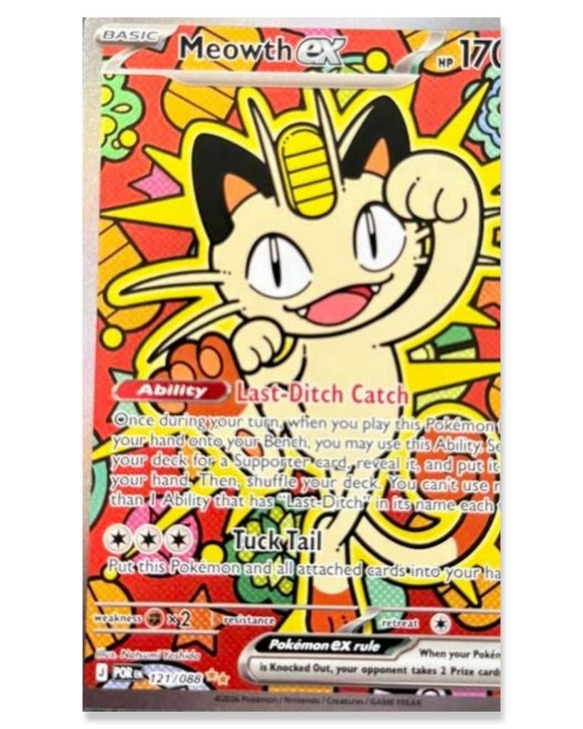 Meowth ex Pokémon kaart 121/088 - Nieuwstaat, Ophalen of Verzenden, Nieuw, Losse kaart