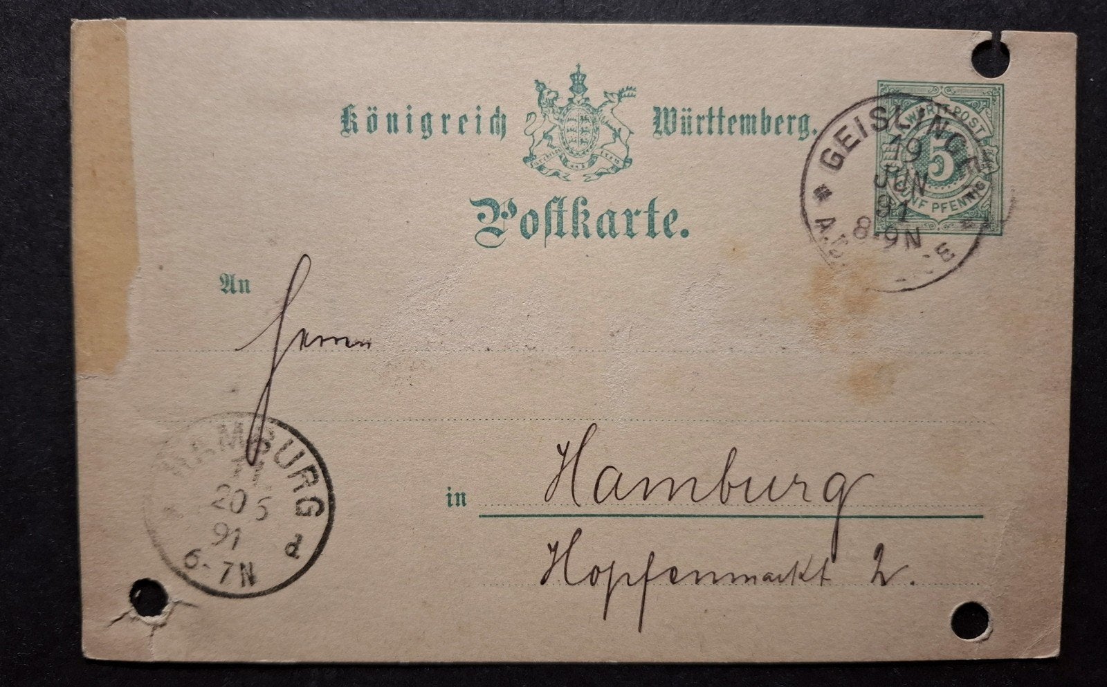 wurtummberg briefkaart, Ophalen of Verzenden, Overige periodes