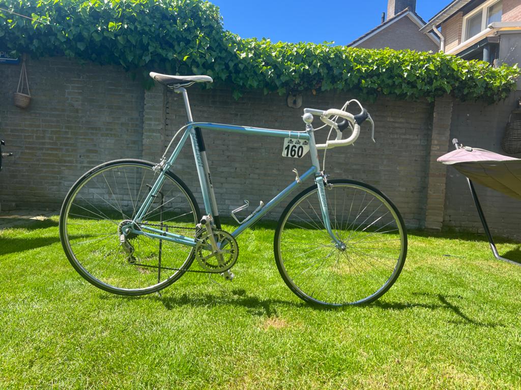 TI-Raleigh  Vintage racefiets - Lichtblauw - Goede staat, Fietsen en Brommers, Fietsen | Racefietsen, 28 inch, Gebruikt, 53 tot 57 cm