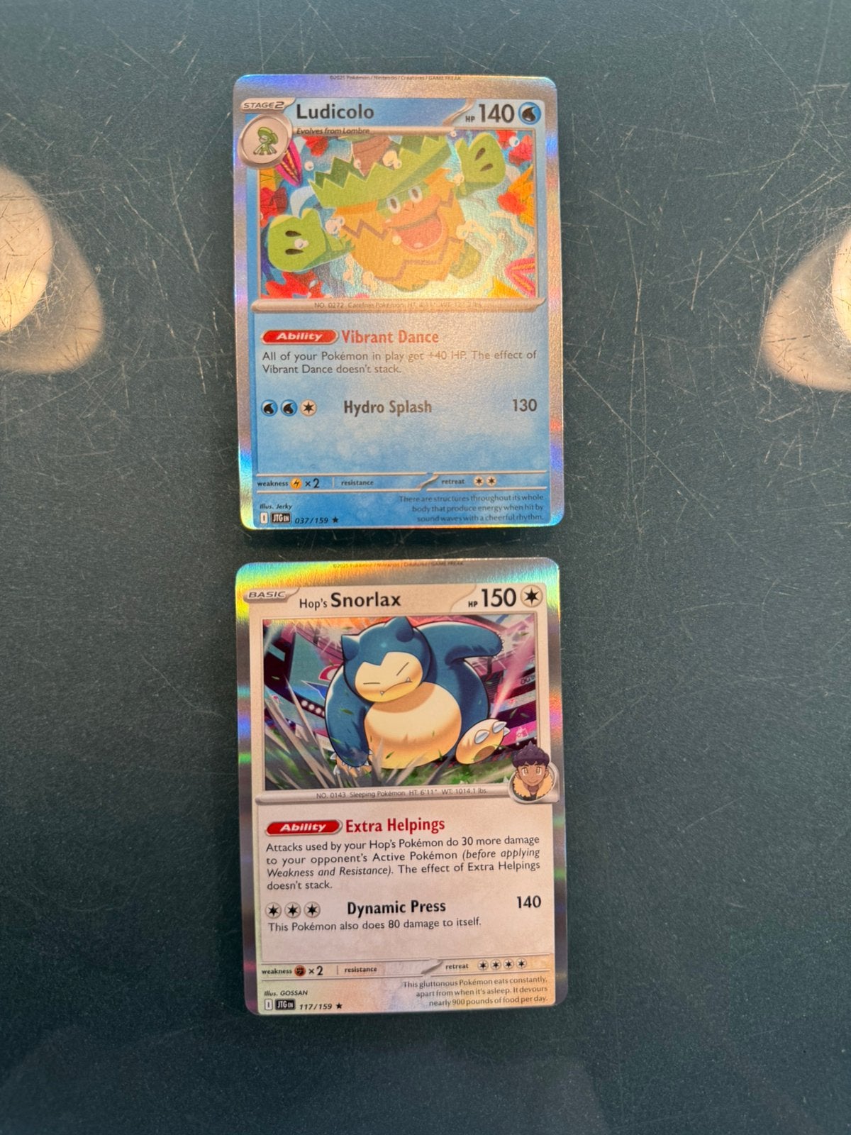 Pokemon matching Miscut 2 stuks Ludicolo holo & Snorlax Holo, Ophalen of Verzenden, Zo goed als nieuw