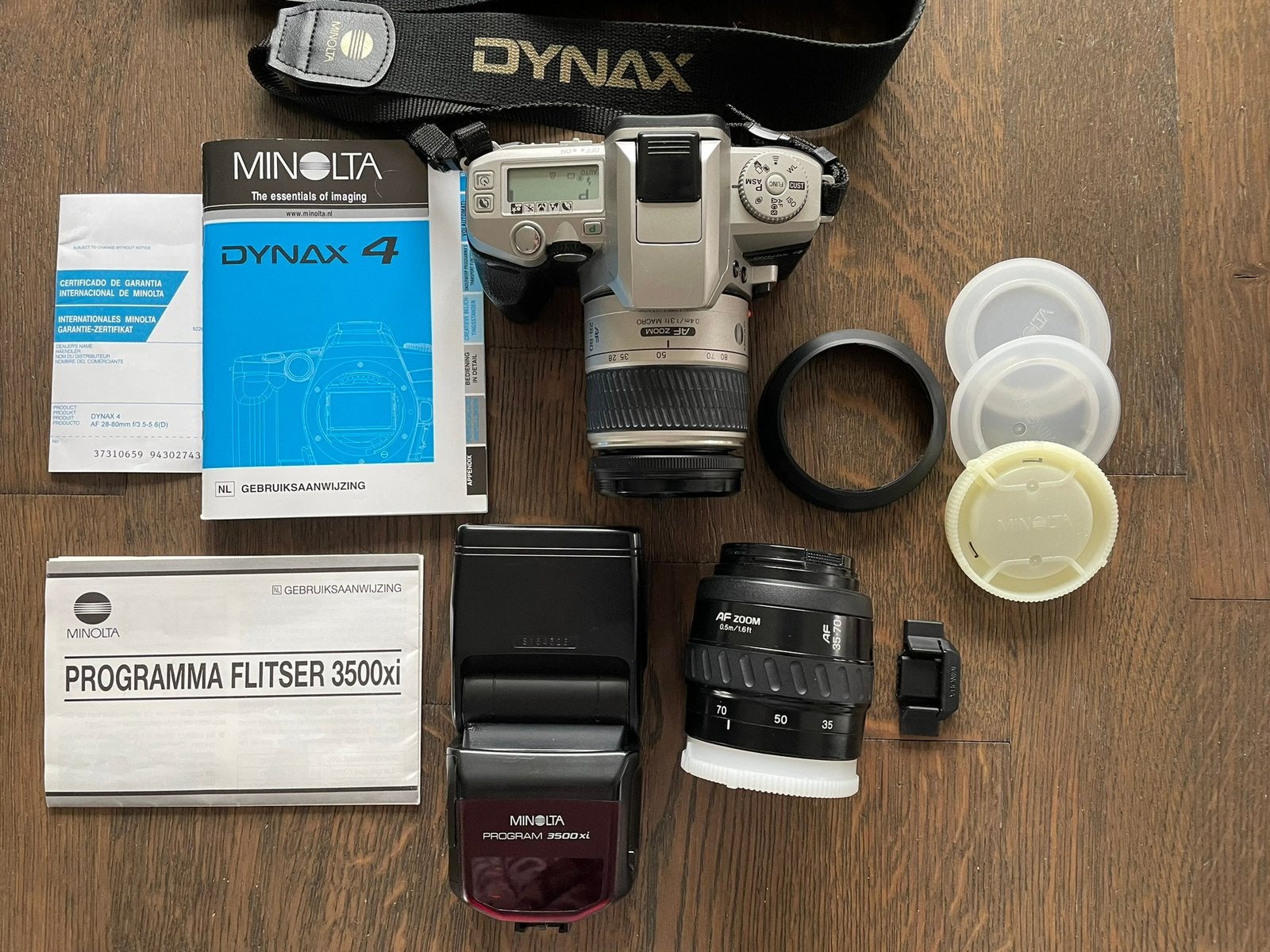 Minolta Dynax 4 + extra lens en toebehoren.Zgan !, Ophalen of Verzenden, Zo goed als nieuw, Spiegelreflex, Minolta