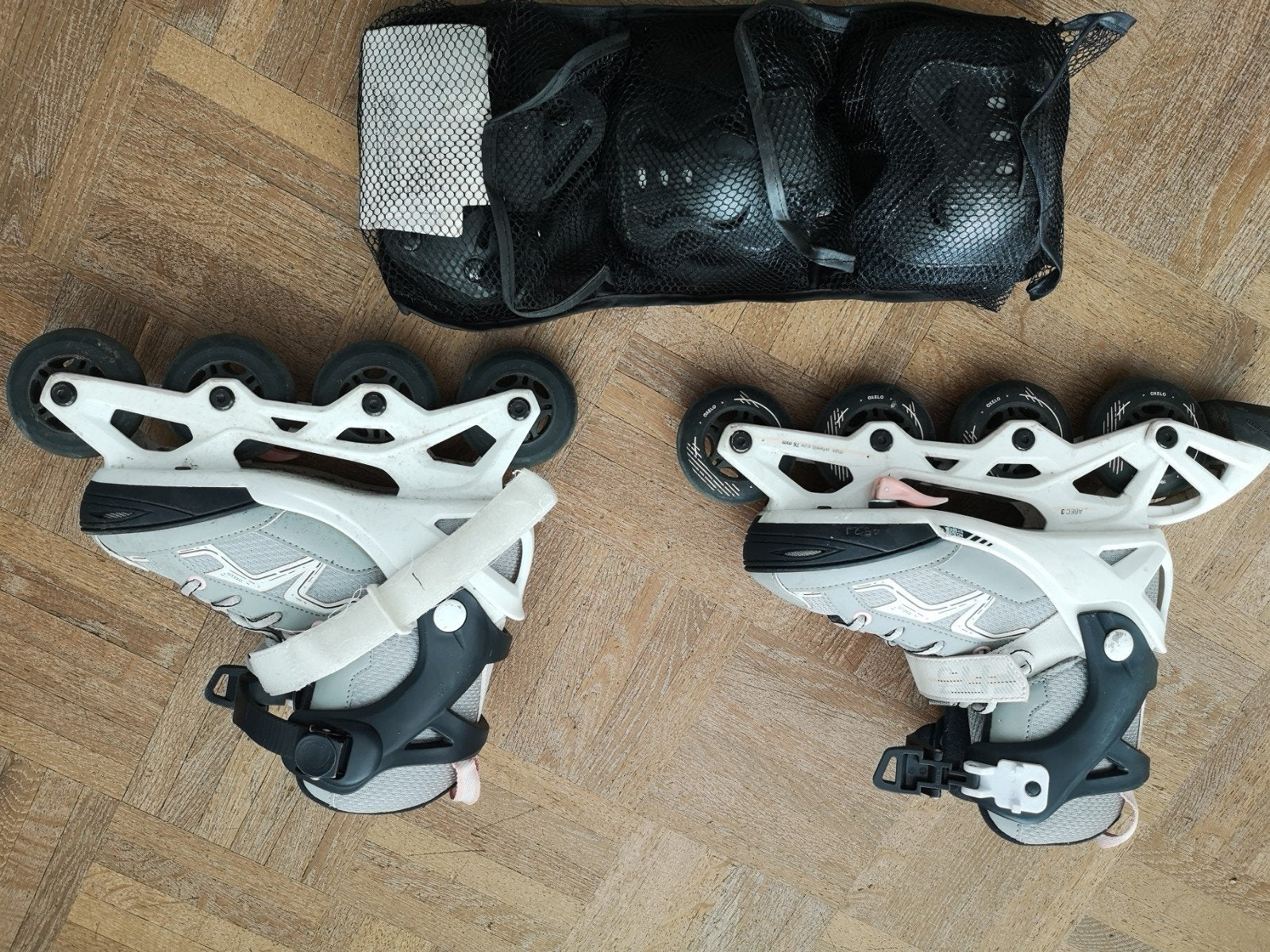 Inline skates Oxelo maat 32-35 Fit 3 met beschermset, Kinderen en Baby's, Ophalen, Verstelbaar, Gebruikt, Kinderen