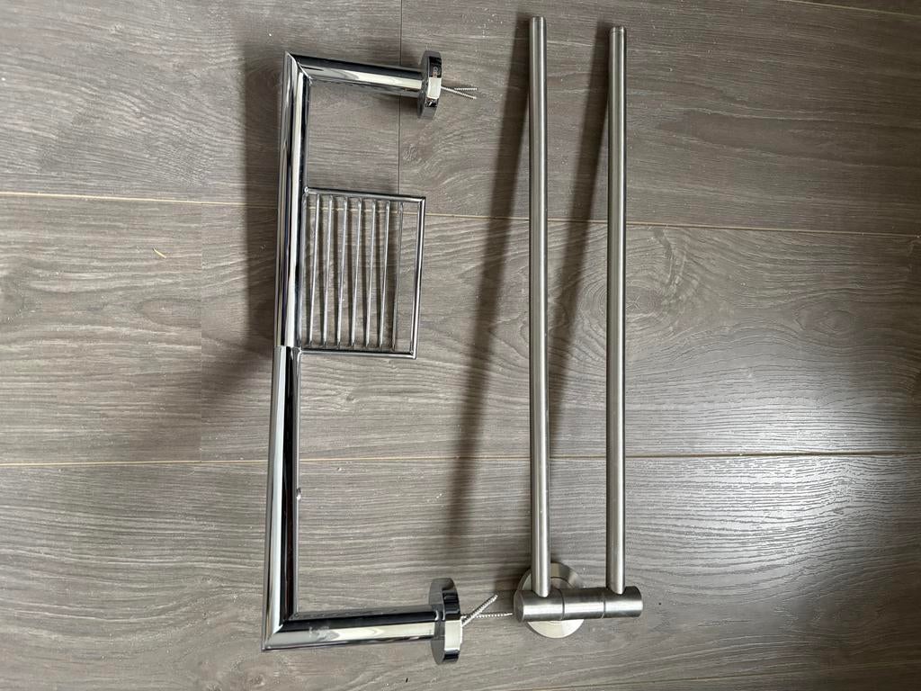 Badkamer handdoekenrek met zeeprekje, Ophalen of Verzenden, Gebruikt, Grijs, Handdoekenrek