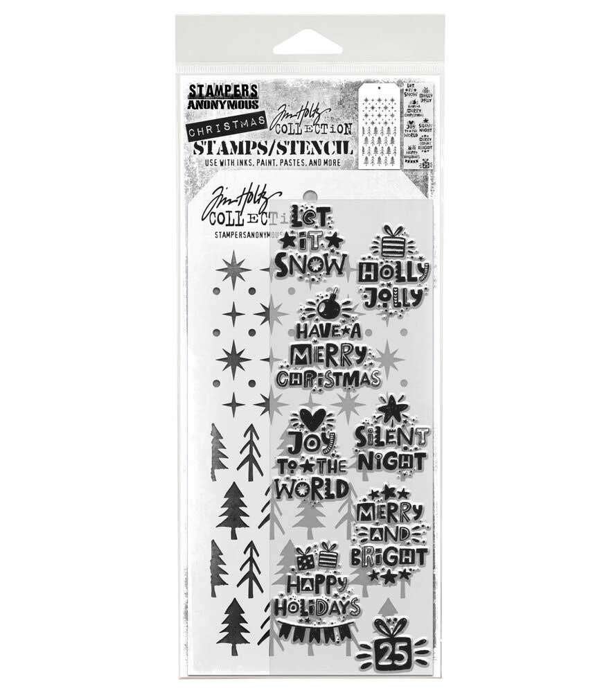 Stampers Anonymous Tim Holtz Stamps + Stencil Set #188, Verzenden, Nieuw, Clearstamp