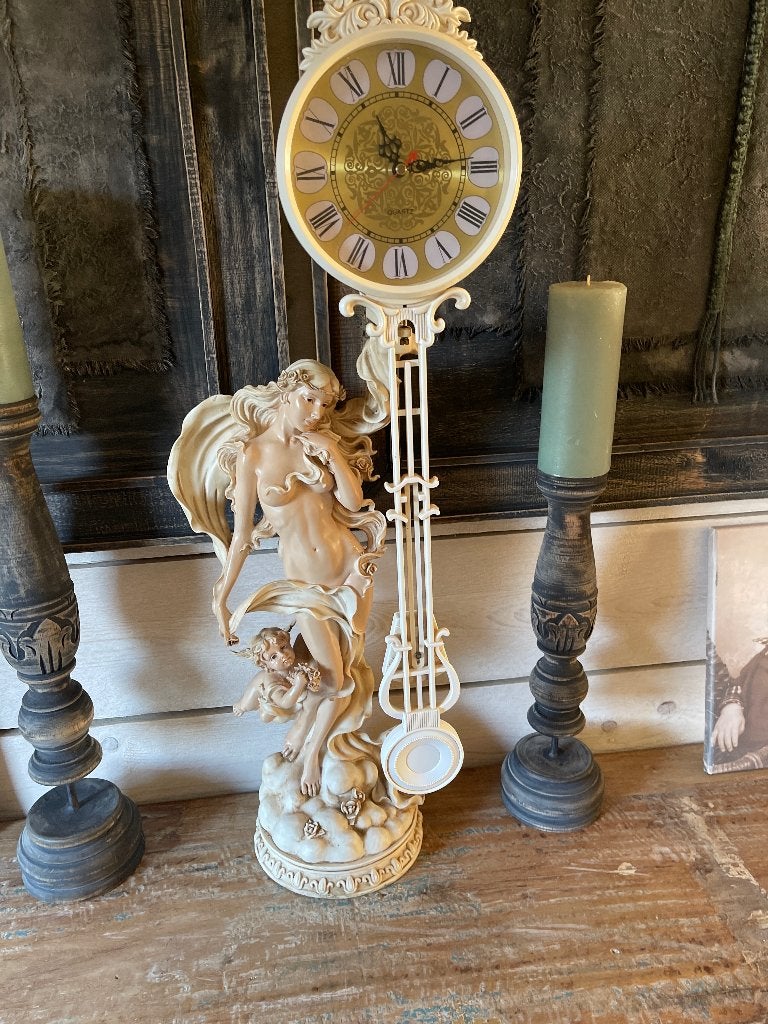 Engelen klok, Ophalen, Wandklok, Vintage, Werkt op batterijen