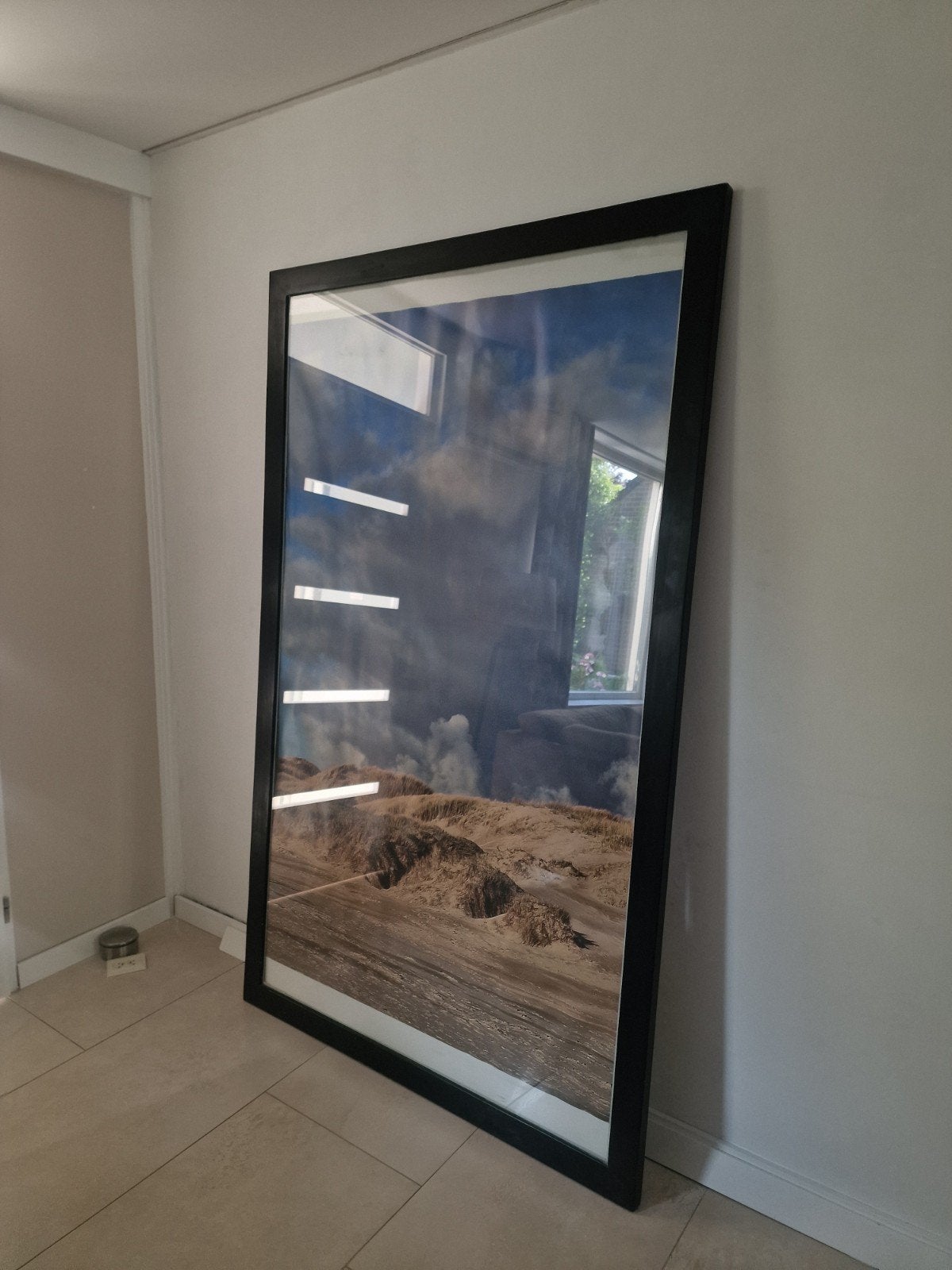 Grote fotolijst van massief hout en veiligheidsglas, Ophalen, Zo goed als nieuw