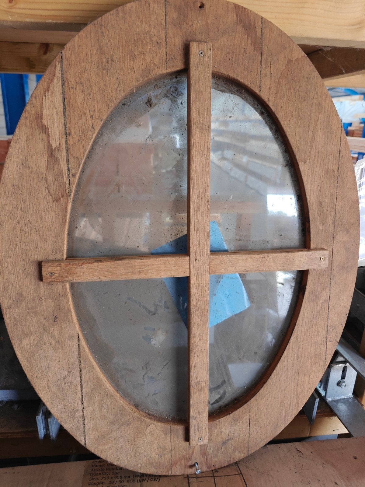 Eiken ossenoog B49 x H64cm, Ophalen, Gevelraam of Ruit, Minder dan 80 cm, Minder dan 80 cm