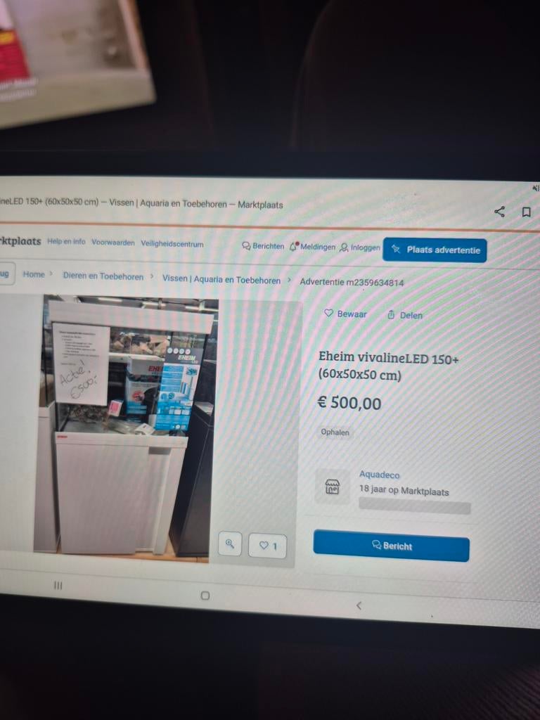 Te koop, nog zgan aquarium, Dieren en Toebehoren, Vissen | Aquaria en Toebehoren, Ophalen, Zo goed als nieuw, Eheim, Inclusief deksel
