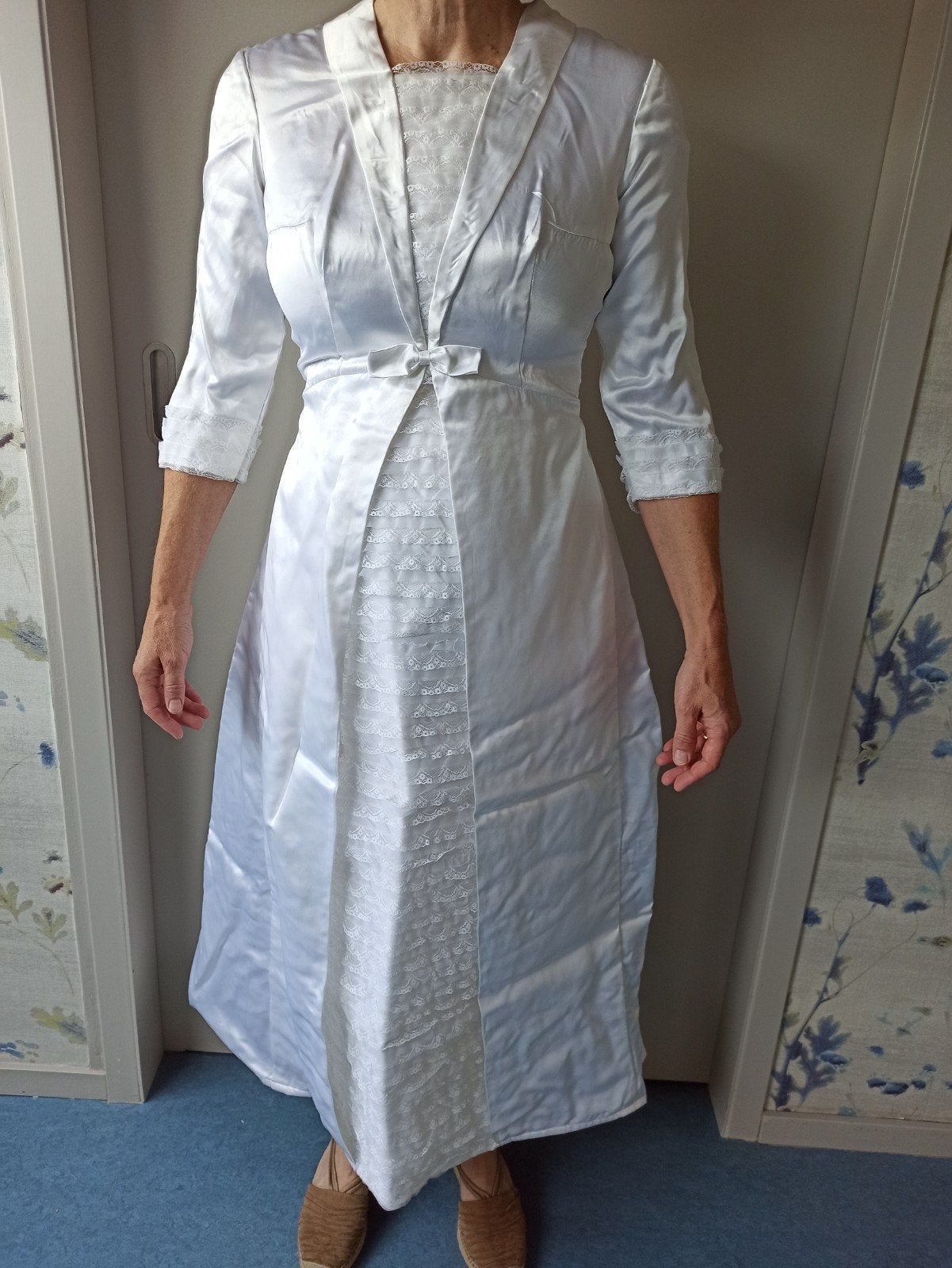 Vintage Witte Trouwjurk met Kant en Jasje, Trouwjurk, Wit, Ophalen of Verzenden, Onbekend