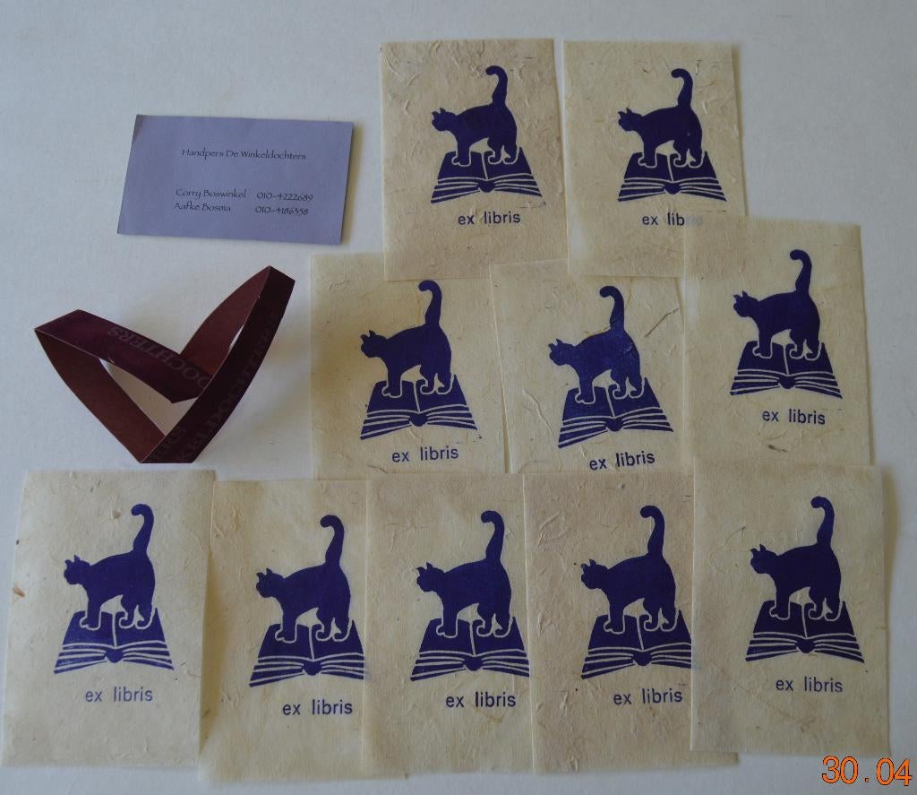 Ex libris 10 stuks met poezen. HANDDRUK !, Antiek en Kunst, Ophalen