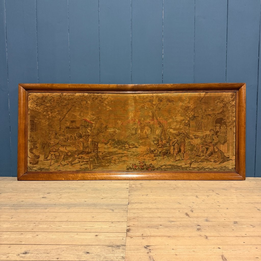 Groot geweven Gobelin wandtapijt in houten lijst antiek oud, Antiek en Kunst, Ophalen, Doek, Overige technieken, Landschap